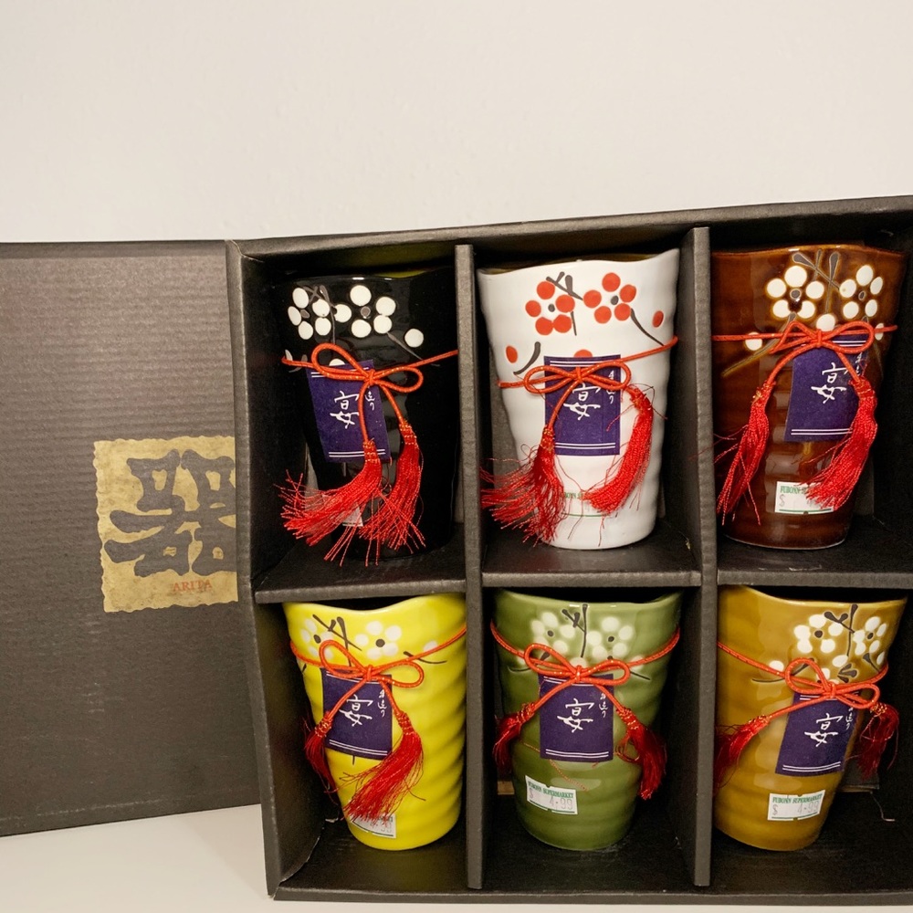 Arita Japanese Asian Art Tea Cups Mugs Set of 6